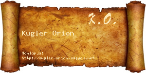 Kugler Orion névjegykártya